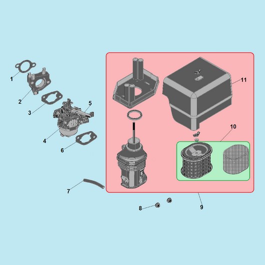 Воздушный фильтр и карбюратор Champion GP100E